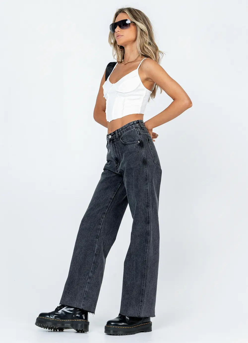 Arlington High Rise Straight Leg Denim Jeans Black