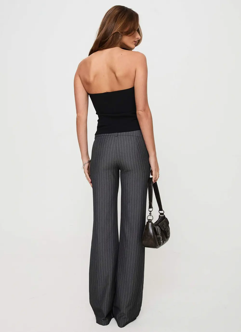 Kinkirk Flared Pants Grey Pinstripe Petite
