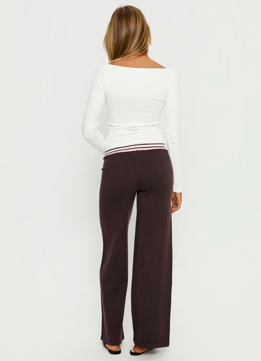 Felisha Low Waist Knit Pants Brown