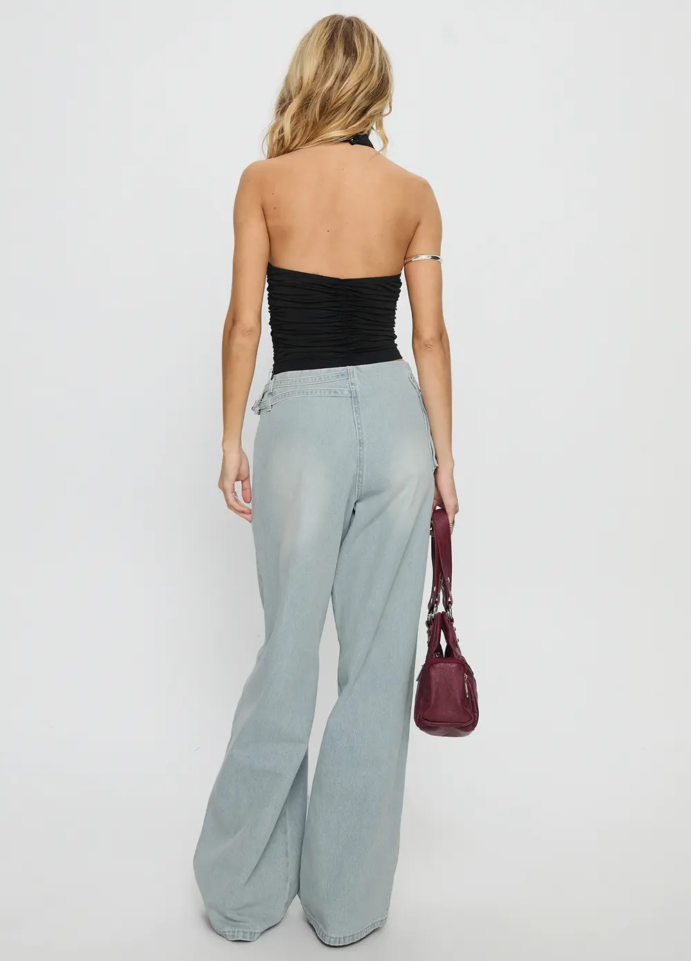 Paltrow Mid Rise Wide Leg Cargo Jeans Black