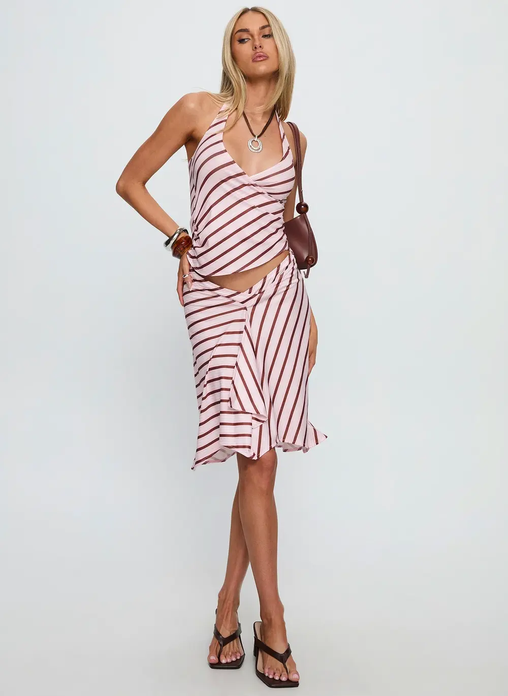 Esmeray Midi Skirt Pink Stripe