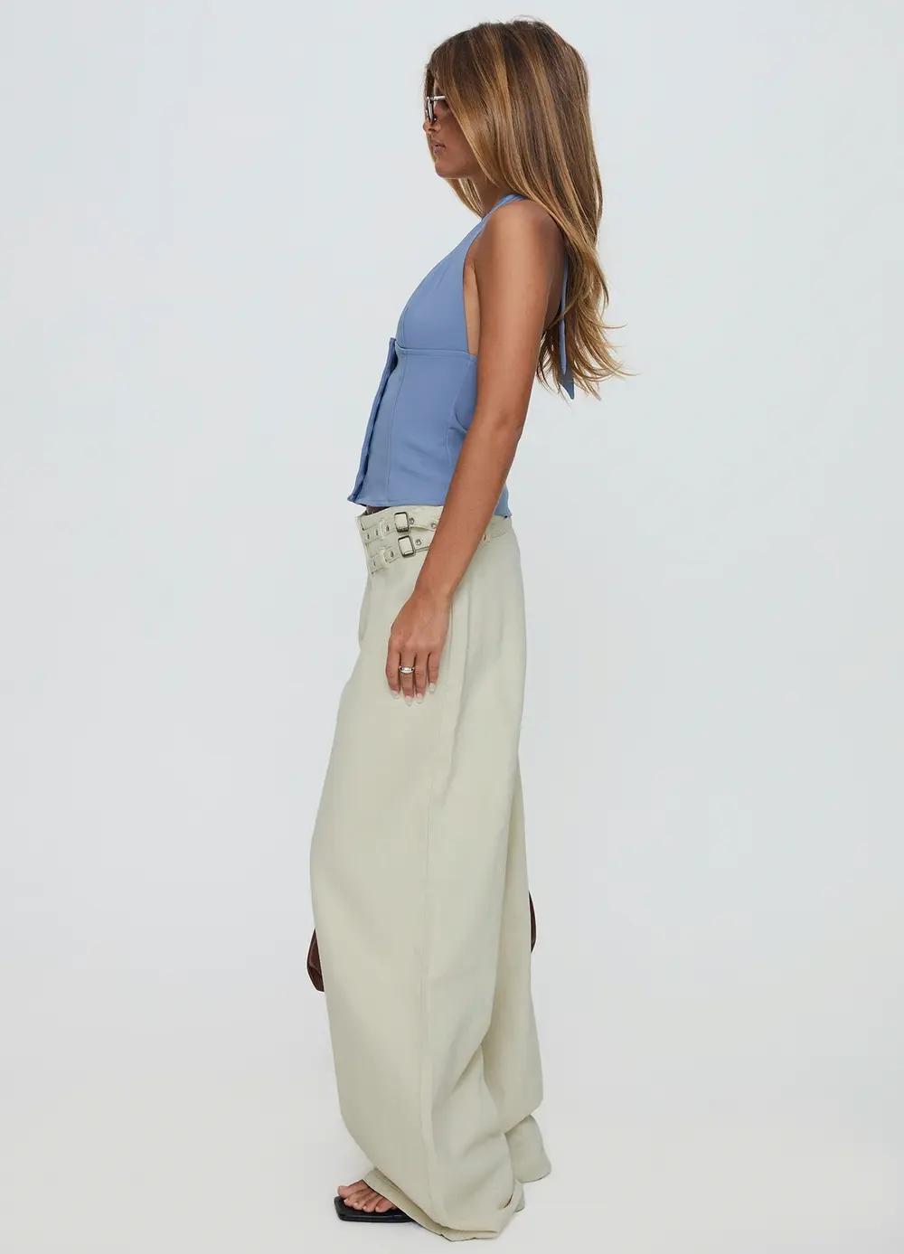 Paltrow Mid Rise Wide Leg Cargo Jeans Cream