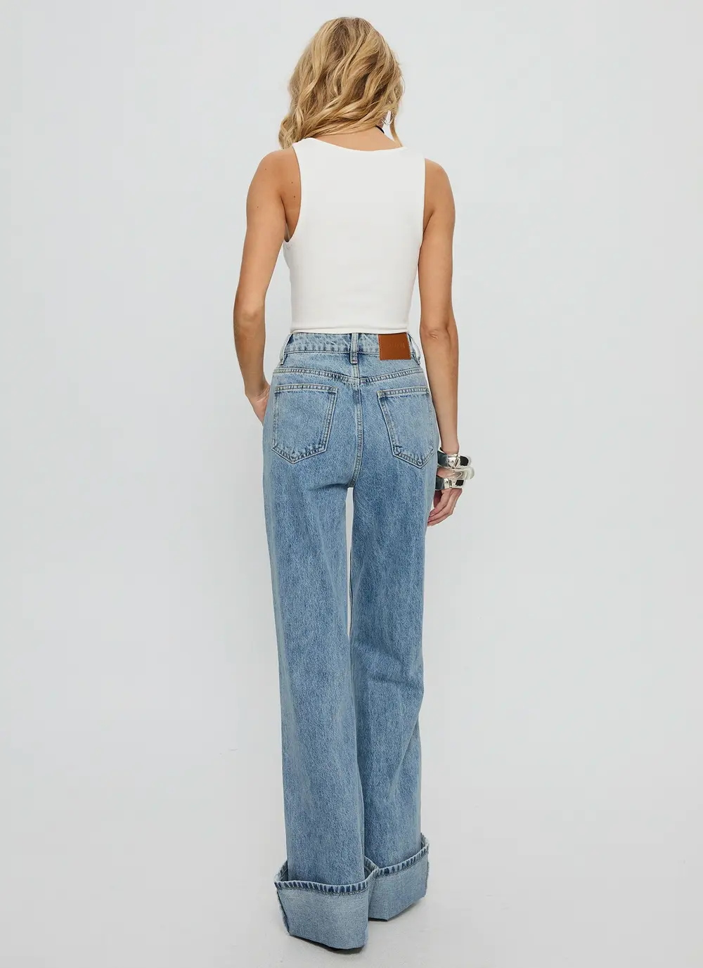 Florida Keys Mid Rise Straight Leg Cuffed Jeans Light Blue Wash
