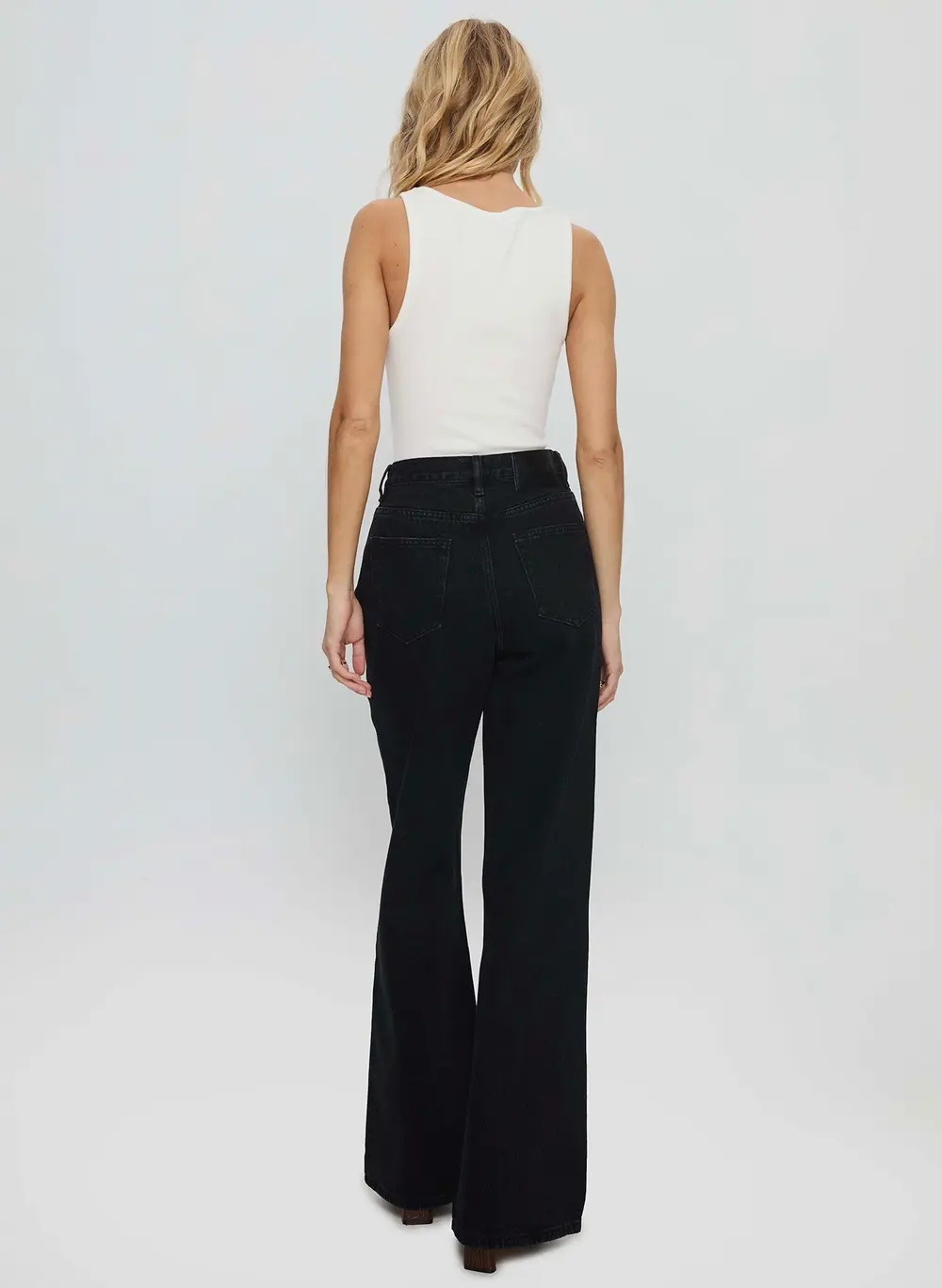 Maple Mid Rise Flare Washed Black