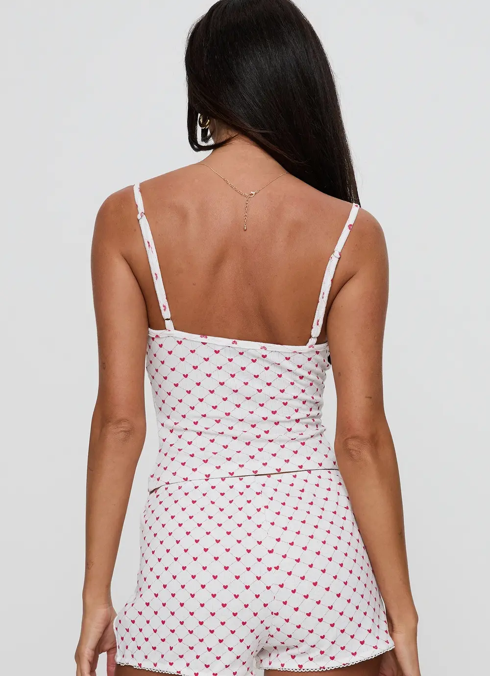 Lullabies Pointelle Cami Top White / Red