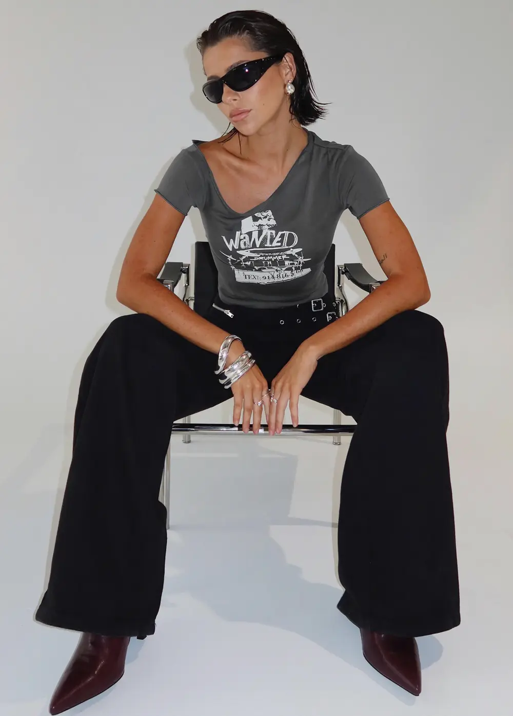 Paltrow Mid Rise Wide Leg Cargo Jeans Black