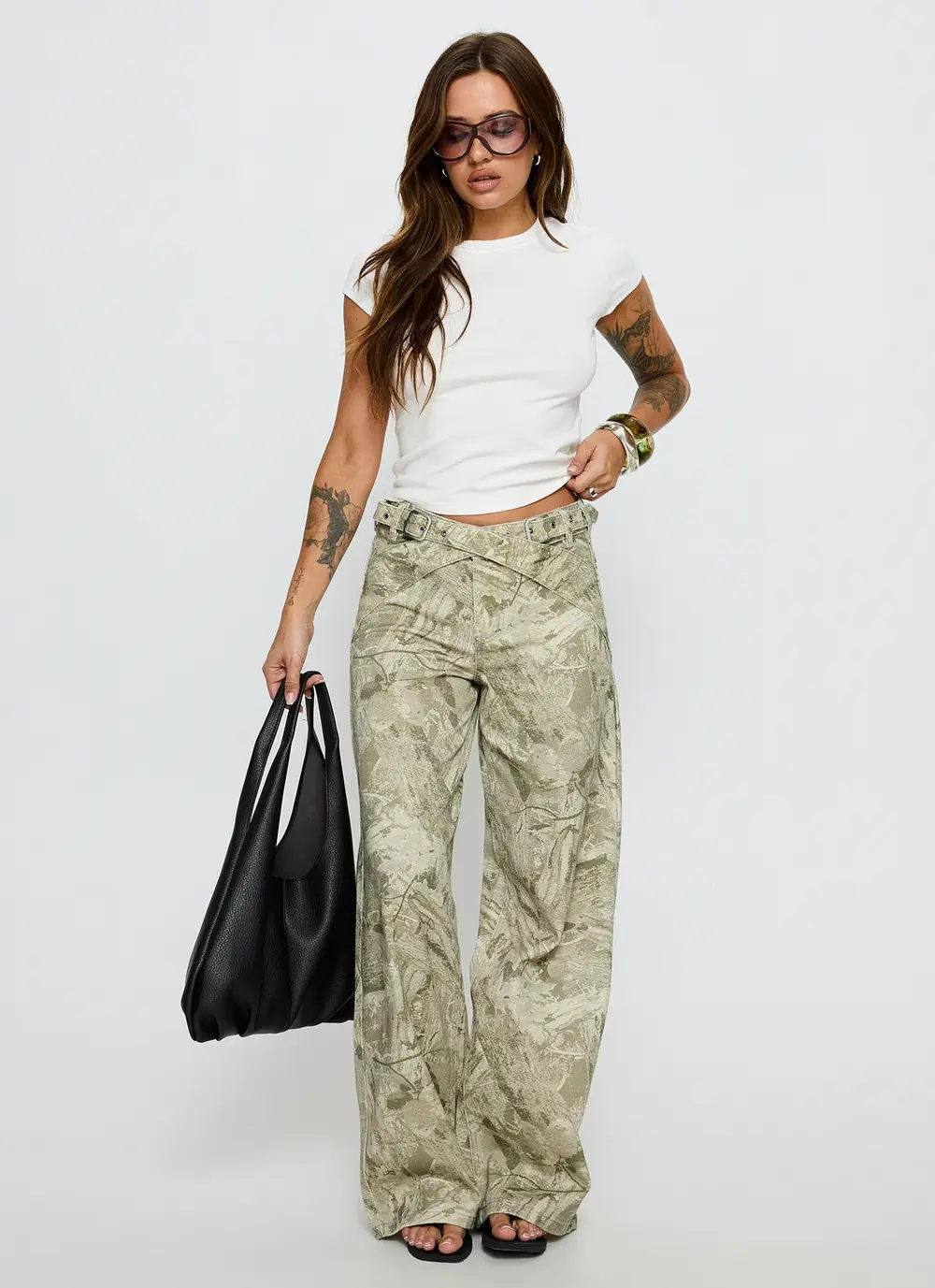 Mckinley Mid Rise Wide Leg Jeans Camouflage