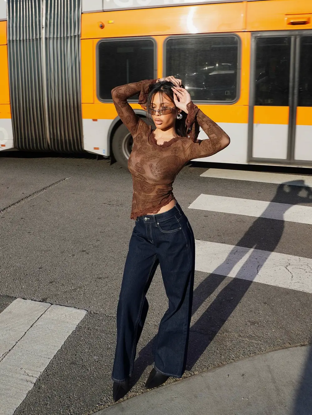 Serenitia Mid Rise Relaxed Jeans Dark Raw Wash