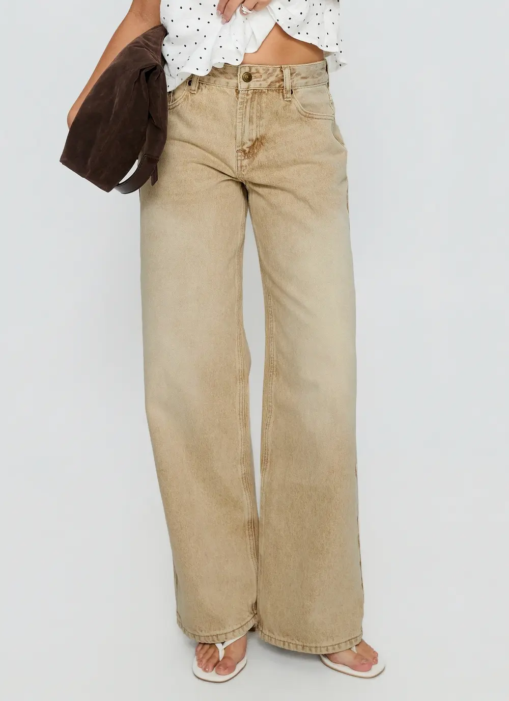 Serenitia Mid Rise Relaxed Jeans Sandy Brown Wash