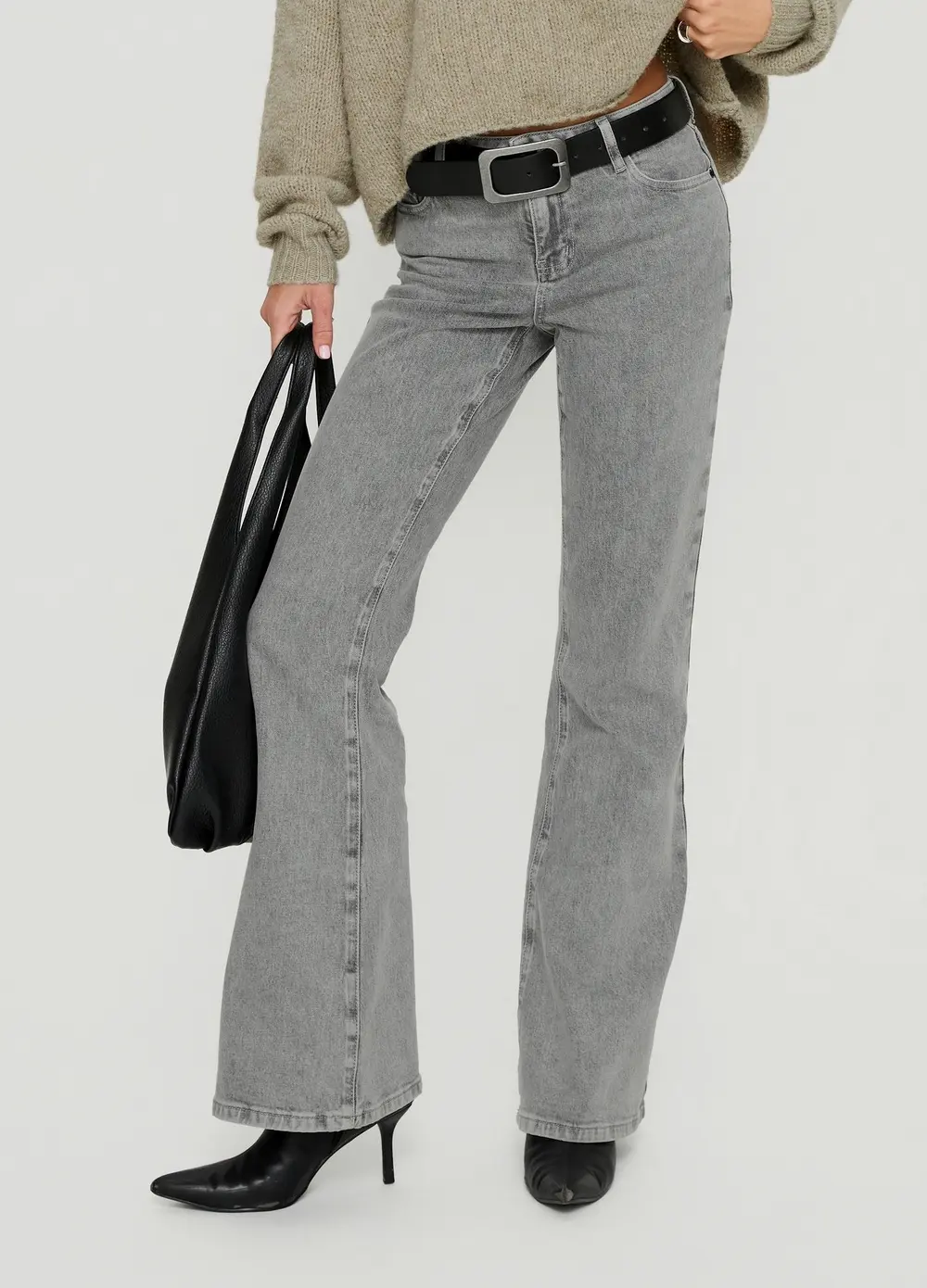 Magic Mirror Mid Rise Bootleg Jeans Washed Grey