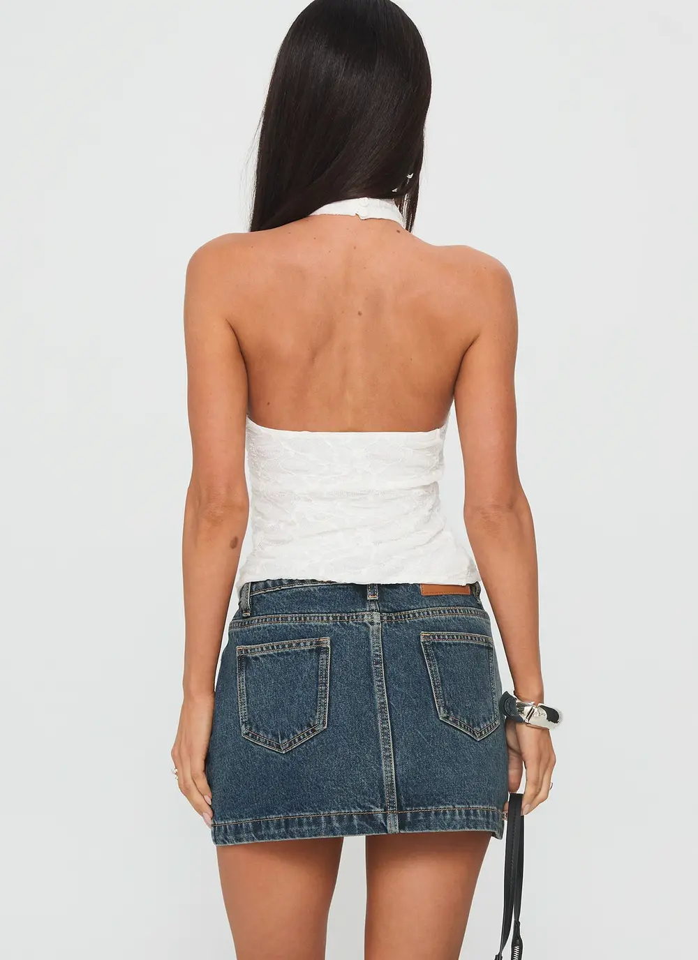 Nickei Denim Mini Skirt Washed Blue