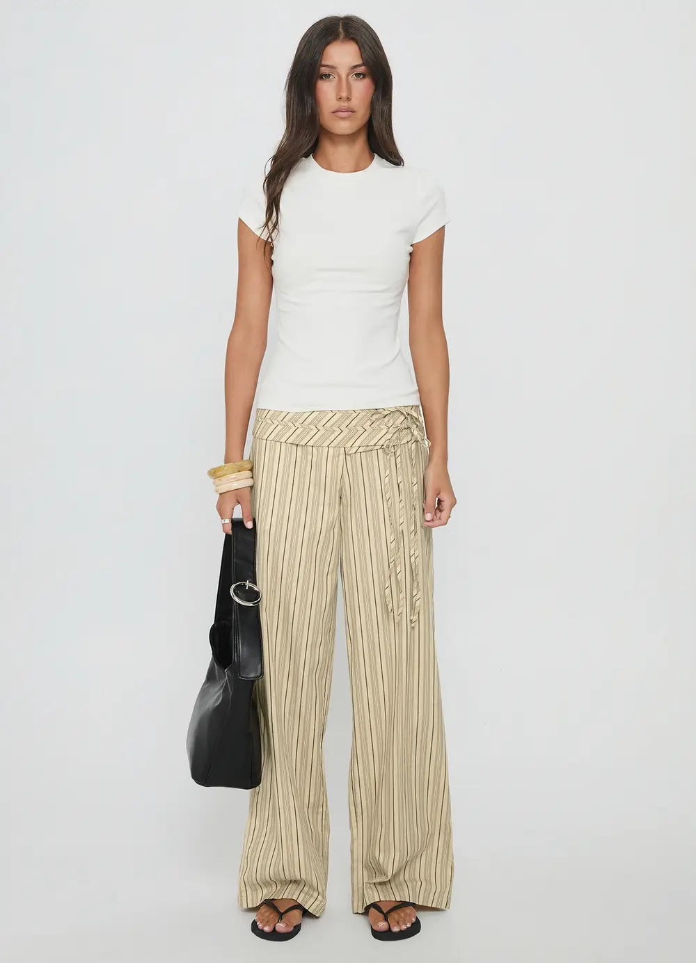 Seneca Wrap Pant Beige Stripe