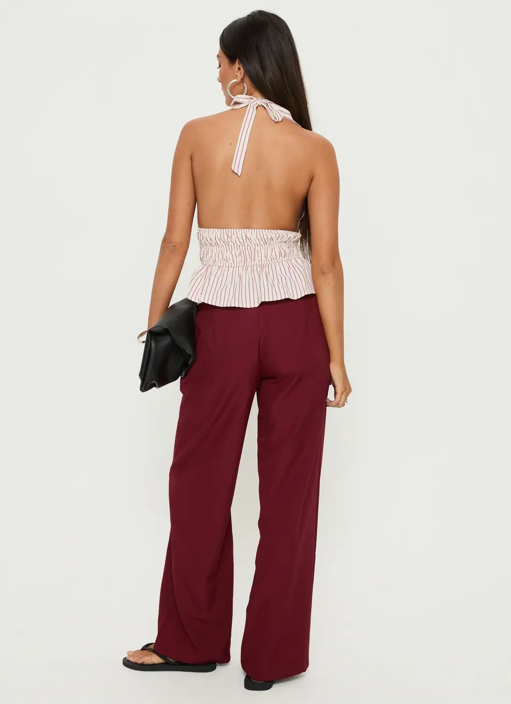 Good Riddance Pleat Tie Slouch Pants Burgundy
