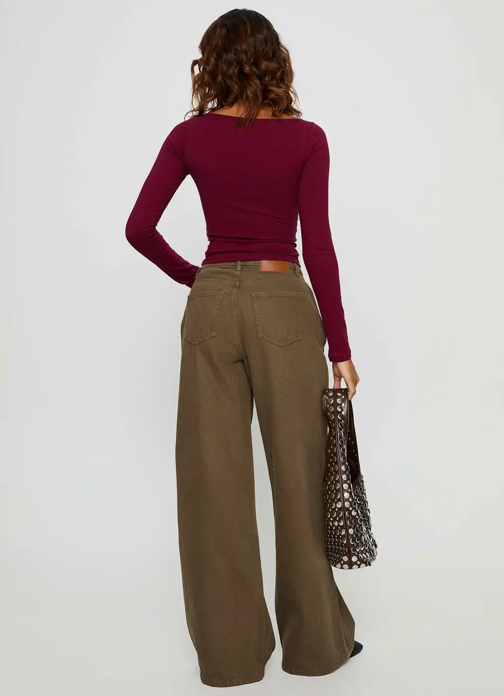Naylor Mid Rise Wide Leg Jeans Olive