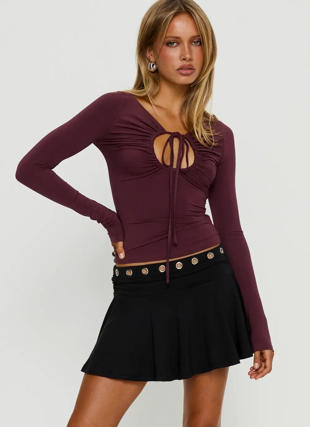 Amryn Eyelet Mini Skirt Black