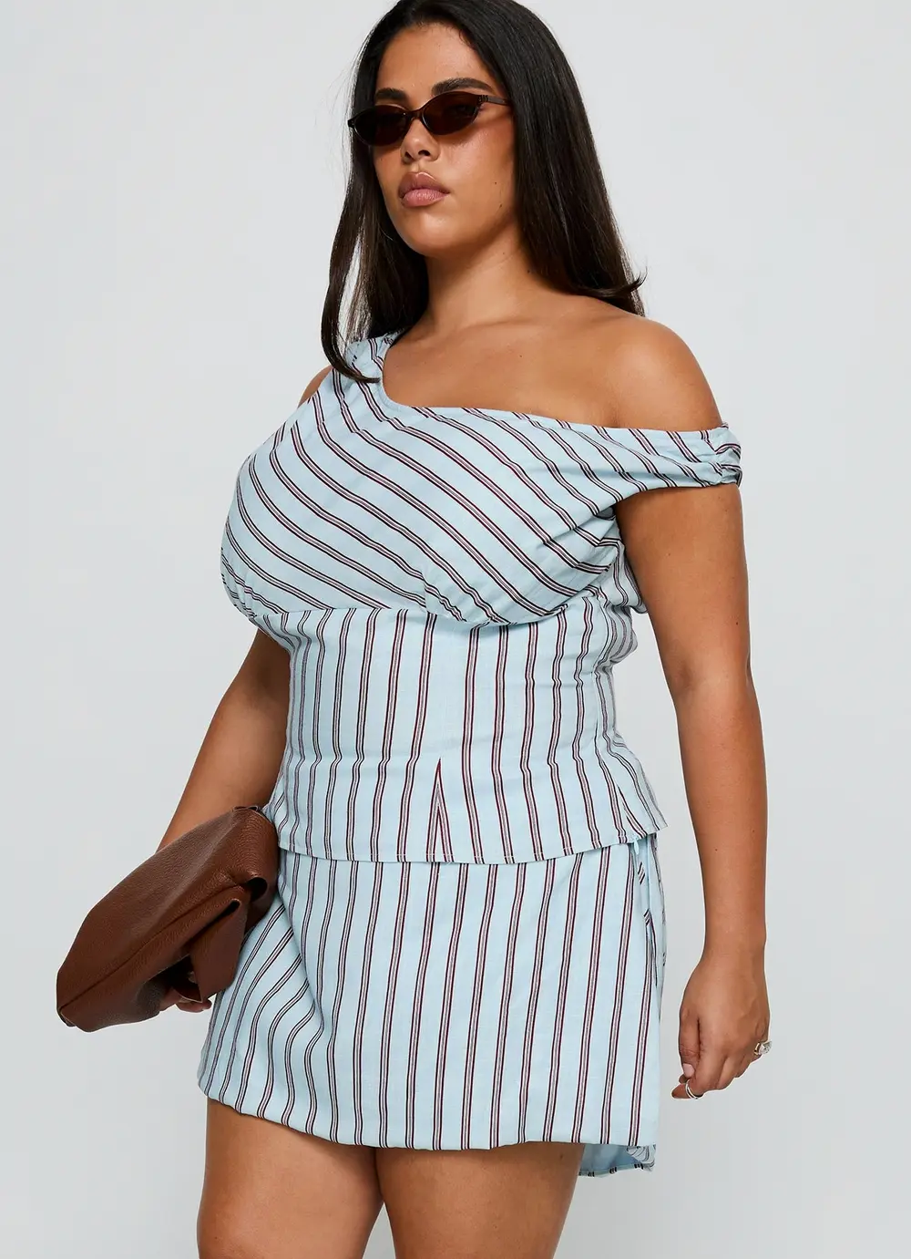 Gulliver Tie Side Mini Skort Blue / Maroon Stripe Curve