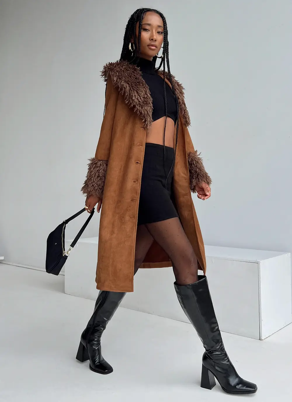 After Party Shearling Jacket Brown