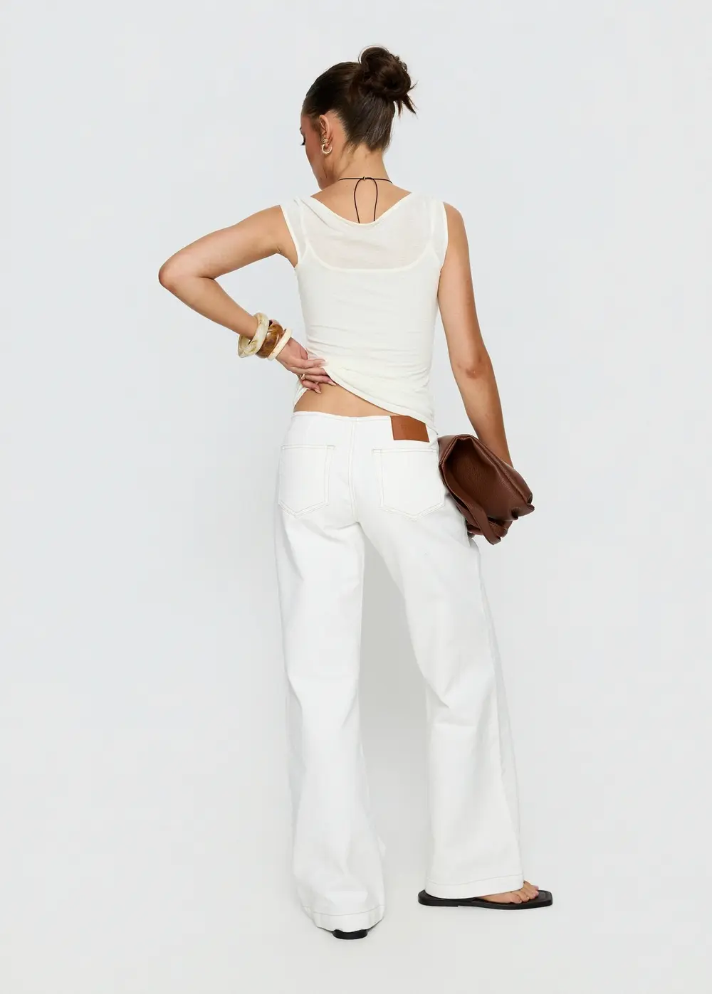 Buenos No Waist Low Rise Straight Leg Jeans White