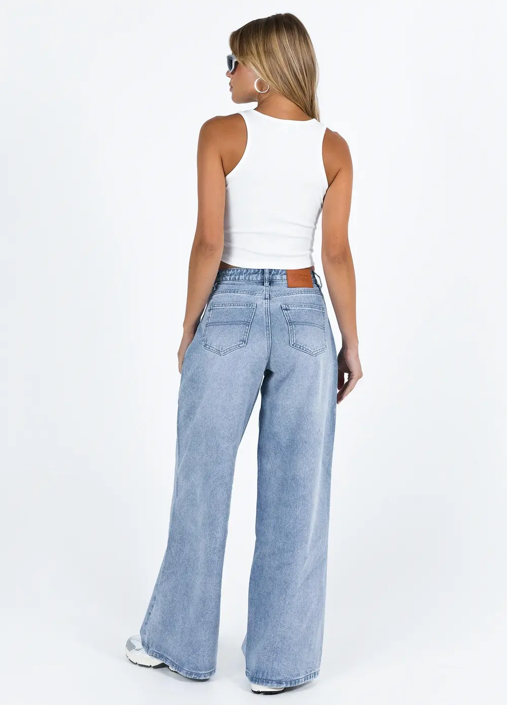 Naylor Mid Rise Wide Leg Jeans Light Blue Wash