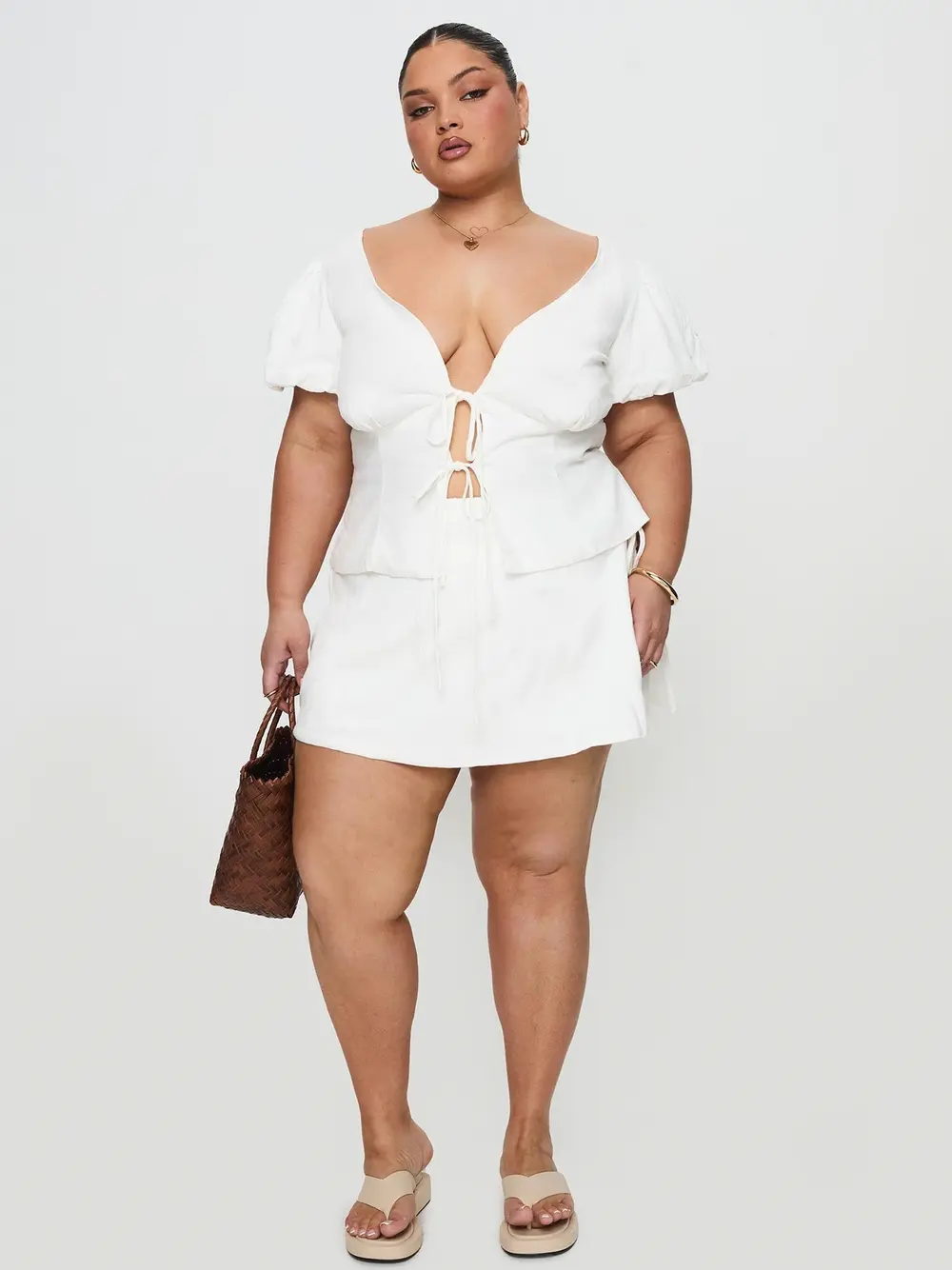 Gulliver Tie Side Mini Skort White Curve