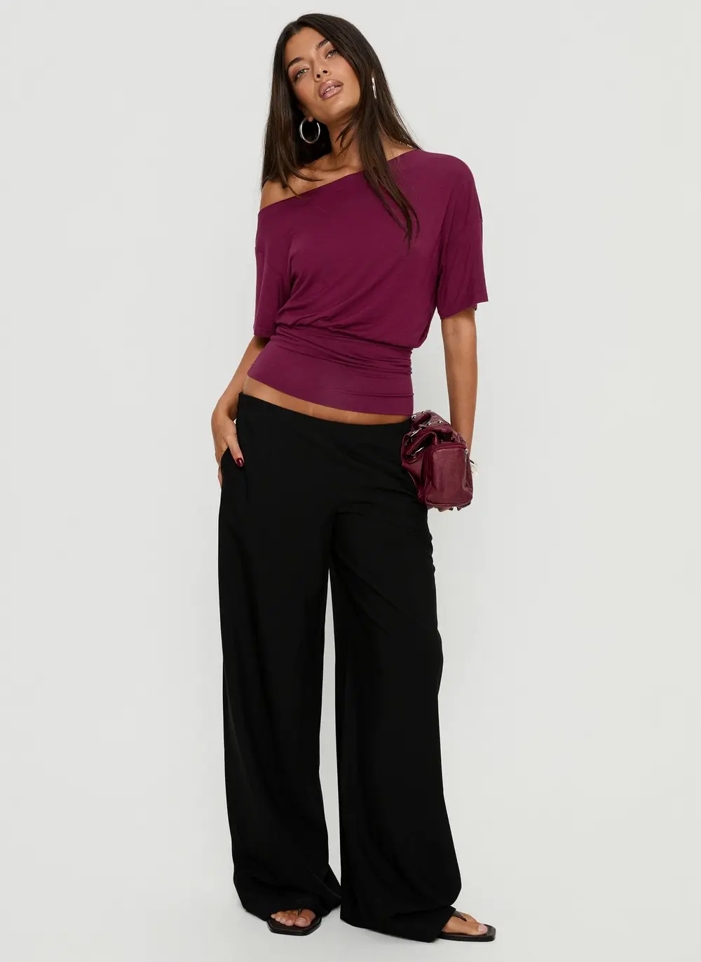 Khane Low Rise Wide Leg Pant Black
