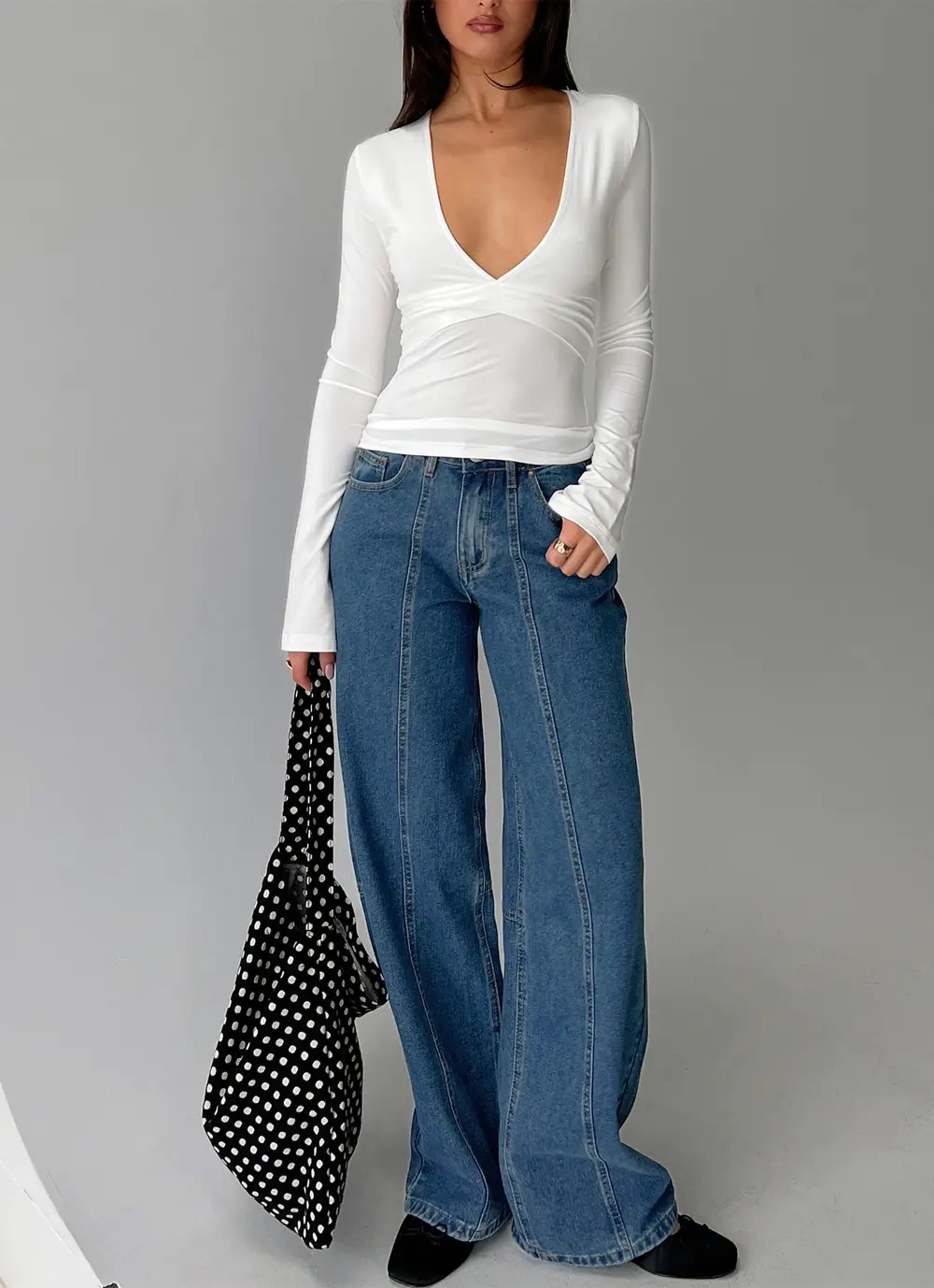 Lando Low Rise Straight Leg Jeans Mid Blue Wash