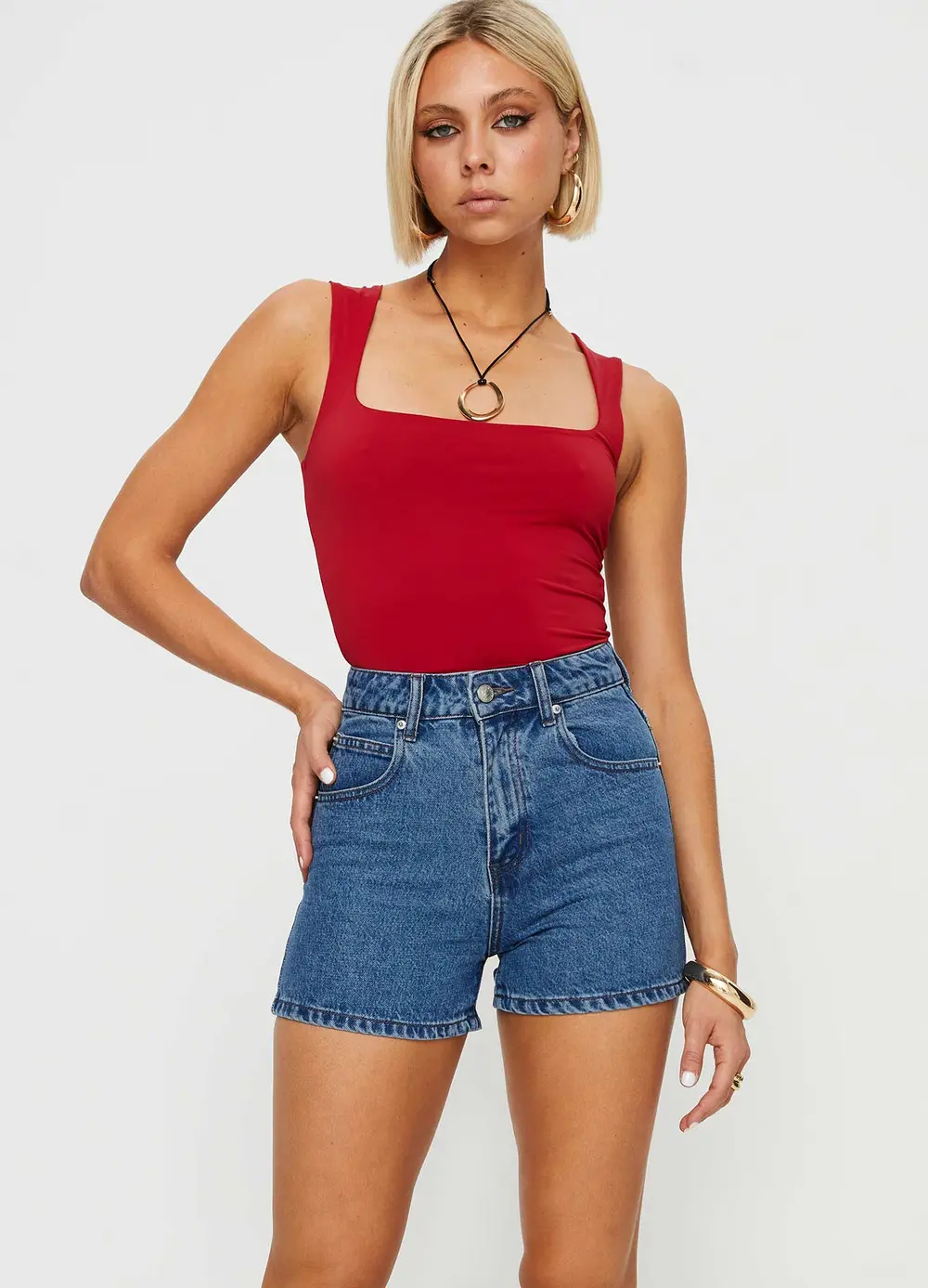 Tropicana Denim Shorts Mid Wash