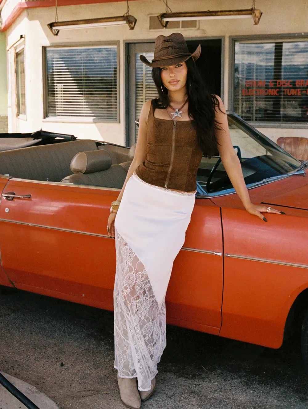 Castelli Lace Maxi Skirt White