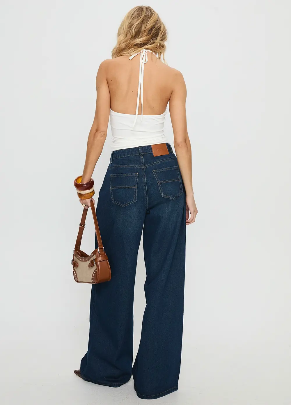 Naylor Mid Rise Wide Leg Jeans Mid Blue Denim