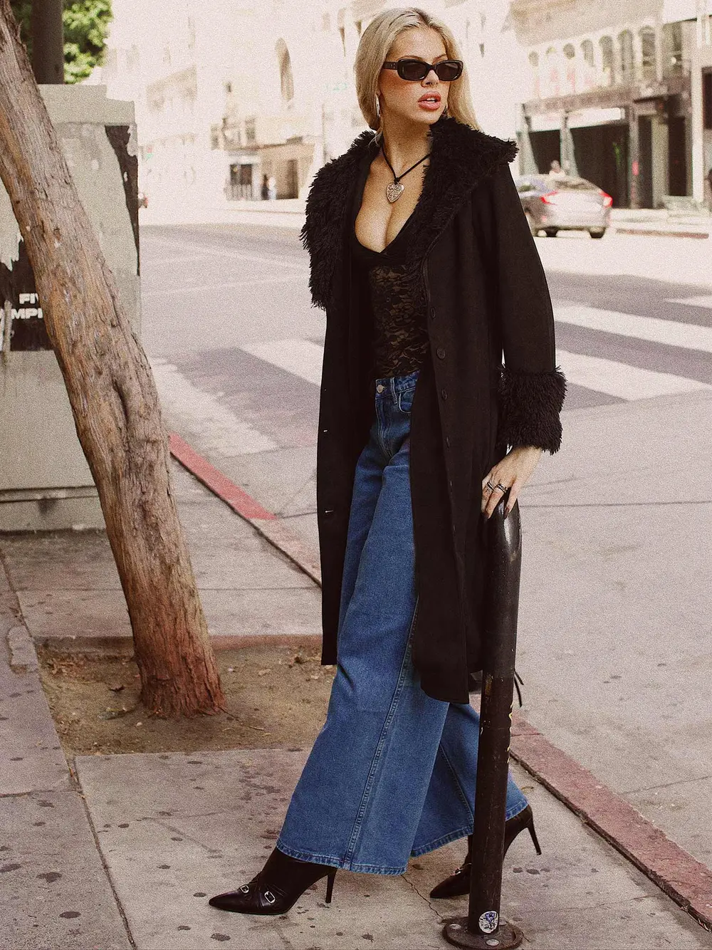 After Party Shearling Jacket Black