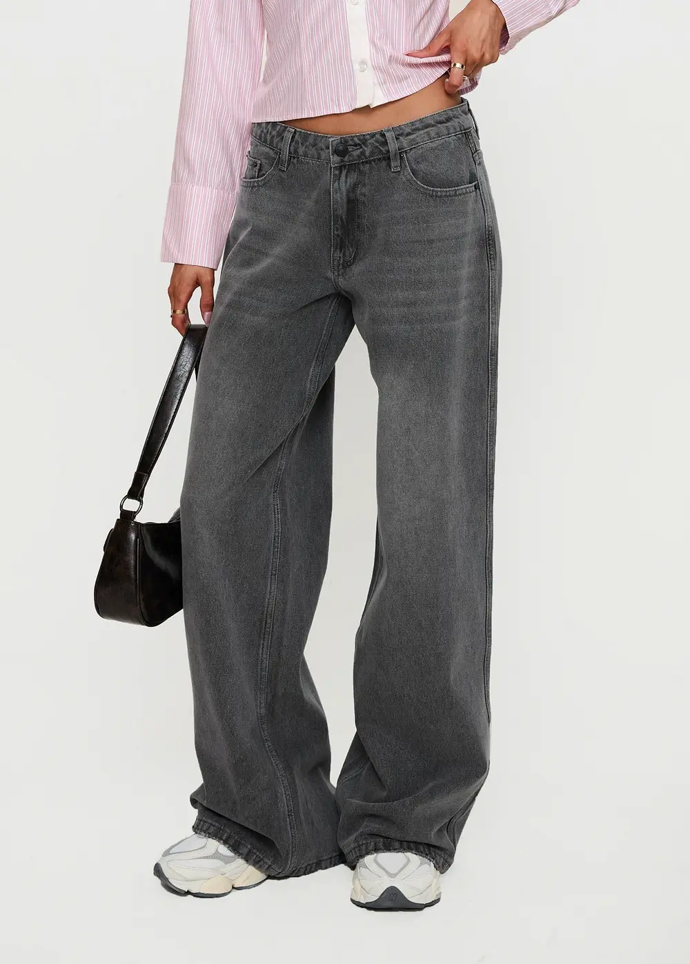 Ramos Low Rise Wide Leg Jeans Grey Wash