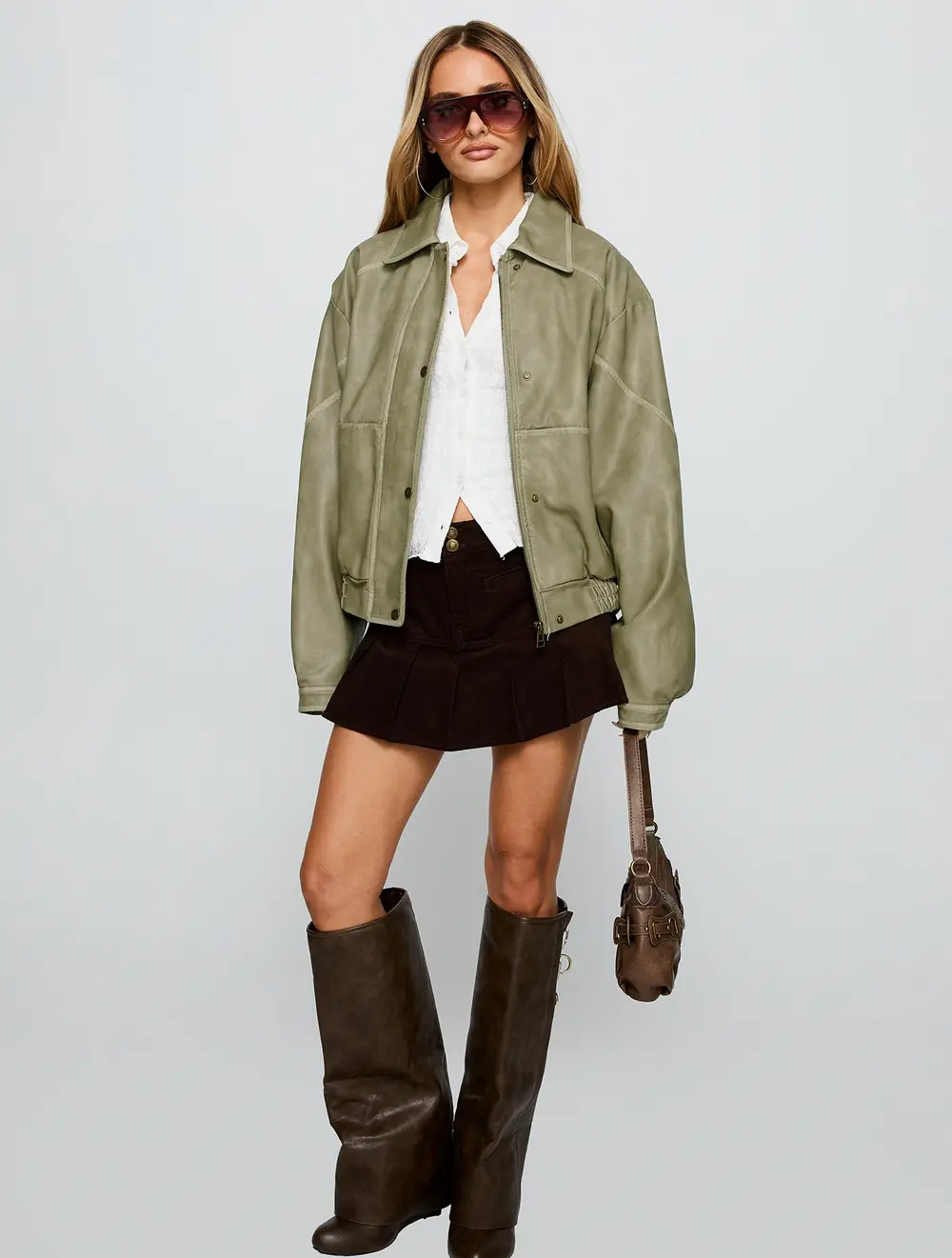 Jaxton Faux Leather Jacket Taupe