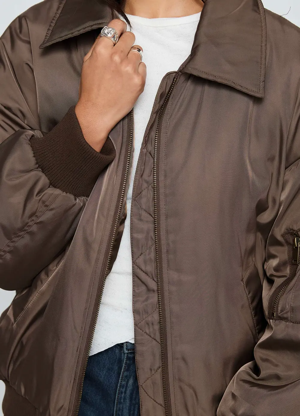 Say Less Bomber Jacket Dark Brown