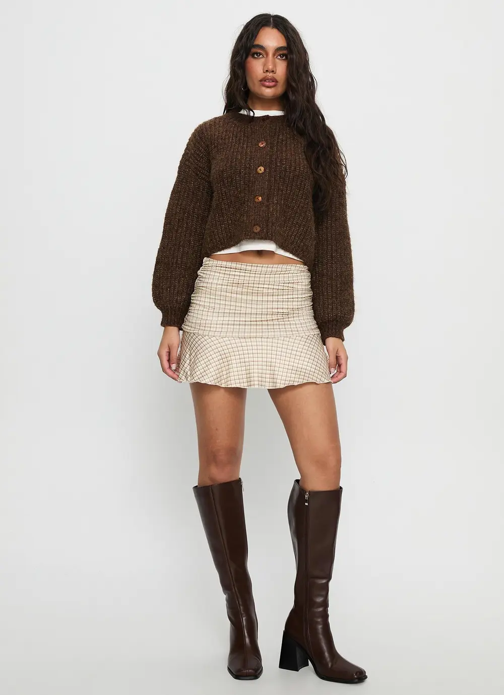 Celebrations Mini Skirt Beige Check