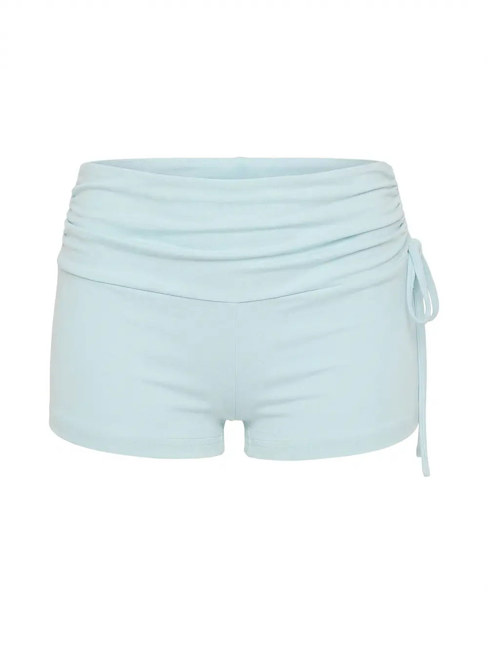 Daily Define Ruched Tie Side Micro Shorts Icy Blue