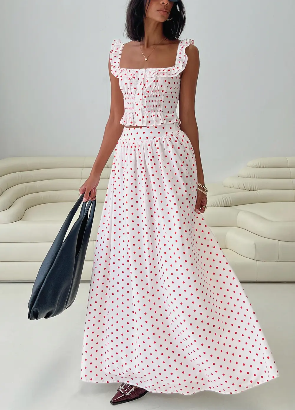 Valerio Maxi Skirt White / Red