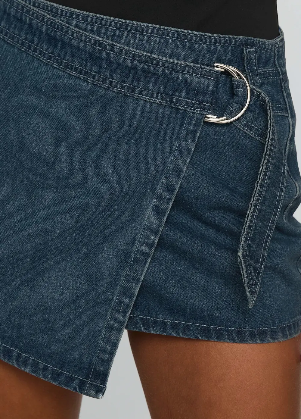 Elinora Wrap Mini Skirt Mid Blue Wash