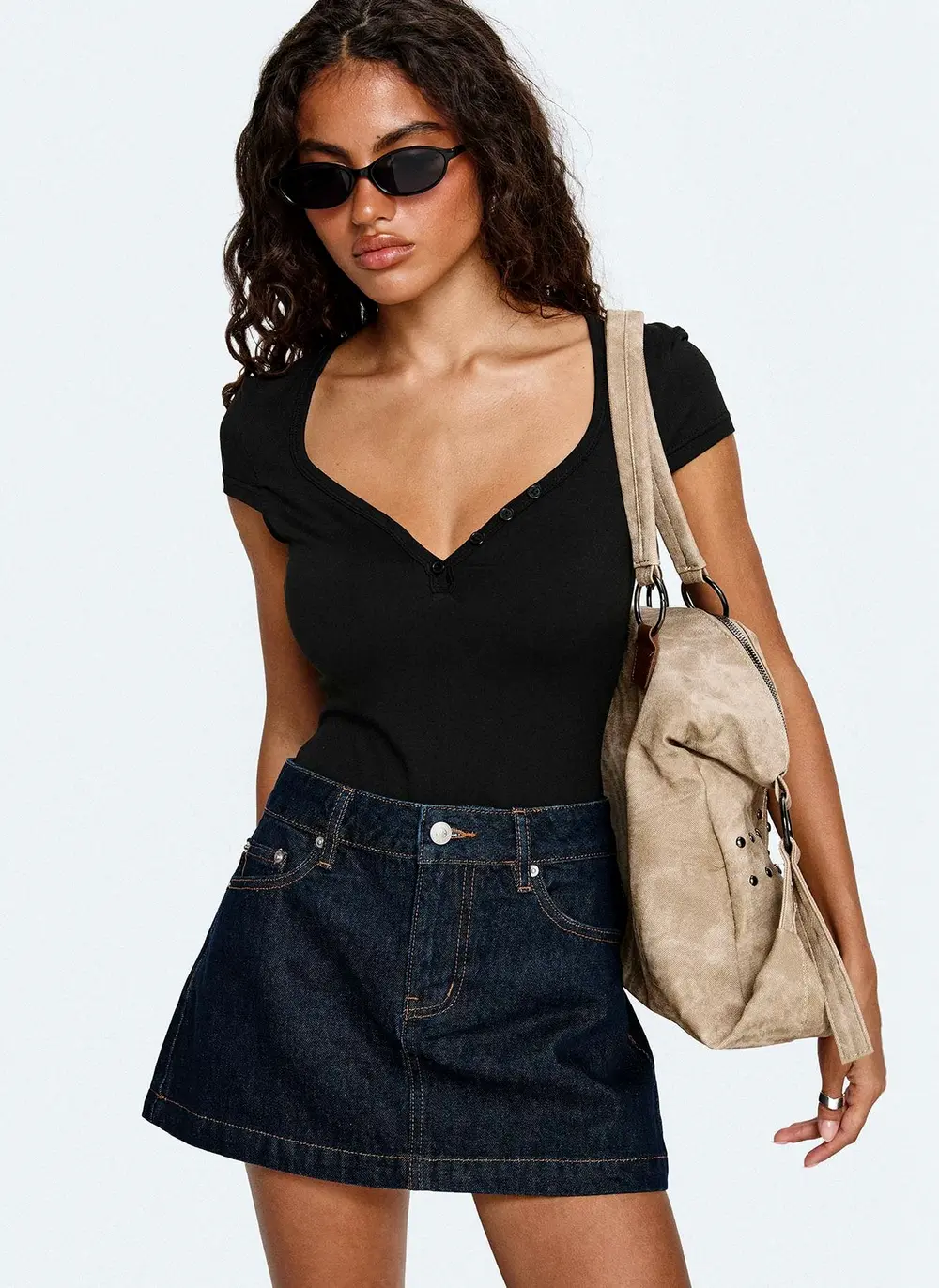 Nicolina Low Rise Denim Mini Skirt Raw Denim