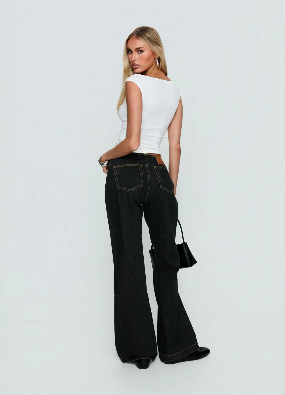 Slow Ride Mid Rise Bootleg Belted Jeans Grunge Wash