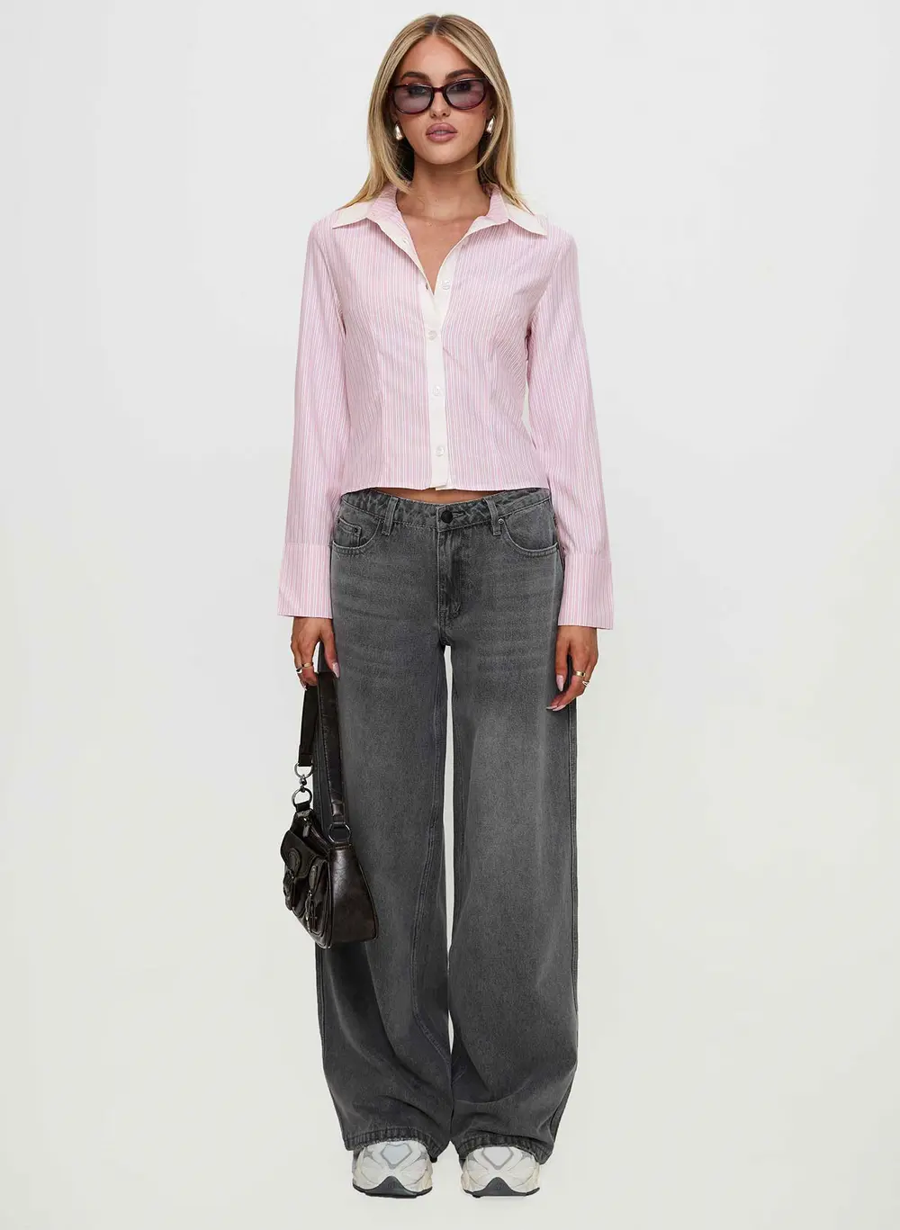 Ramos Low Rise Wide Leg Jeans Grey Wash