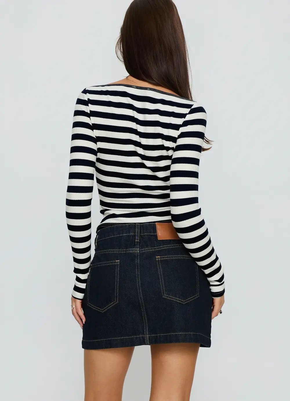 Nickei Denim Mini Skirt Raw Dark Wash