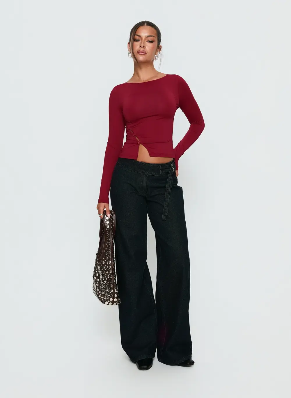 Boxie Mid Rise Wide Leg Jeans Washed Black