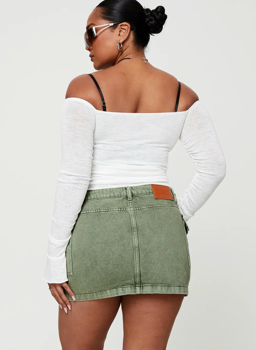 Zakai Cargo Denim Mini Skirt Green