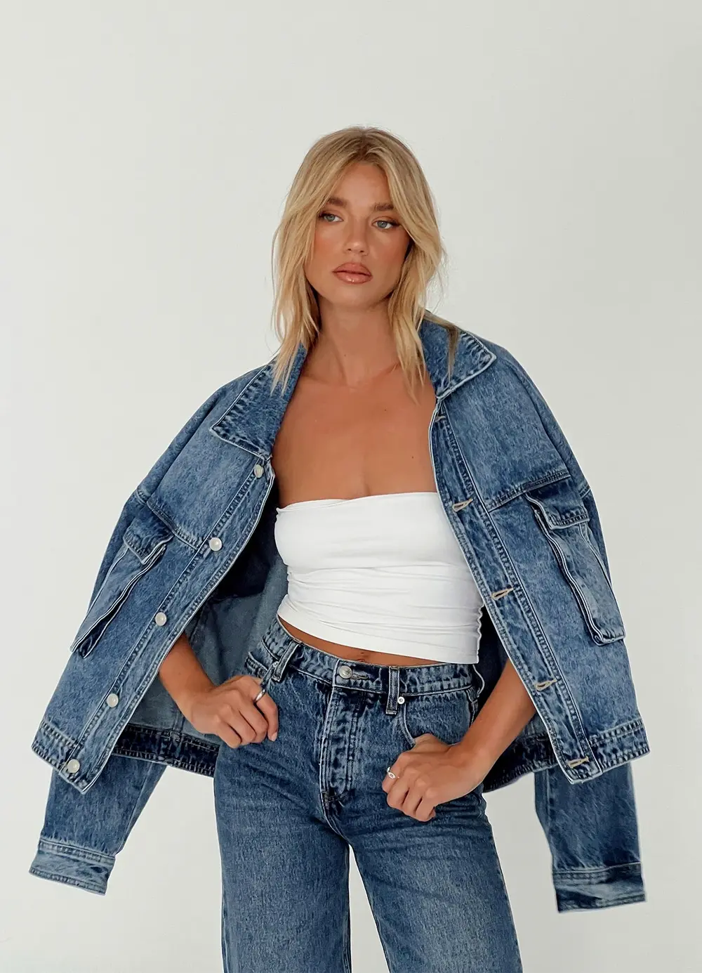 Kier Oversized Jacket Denim Mid Wash