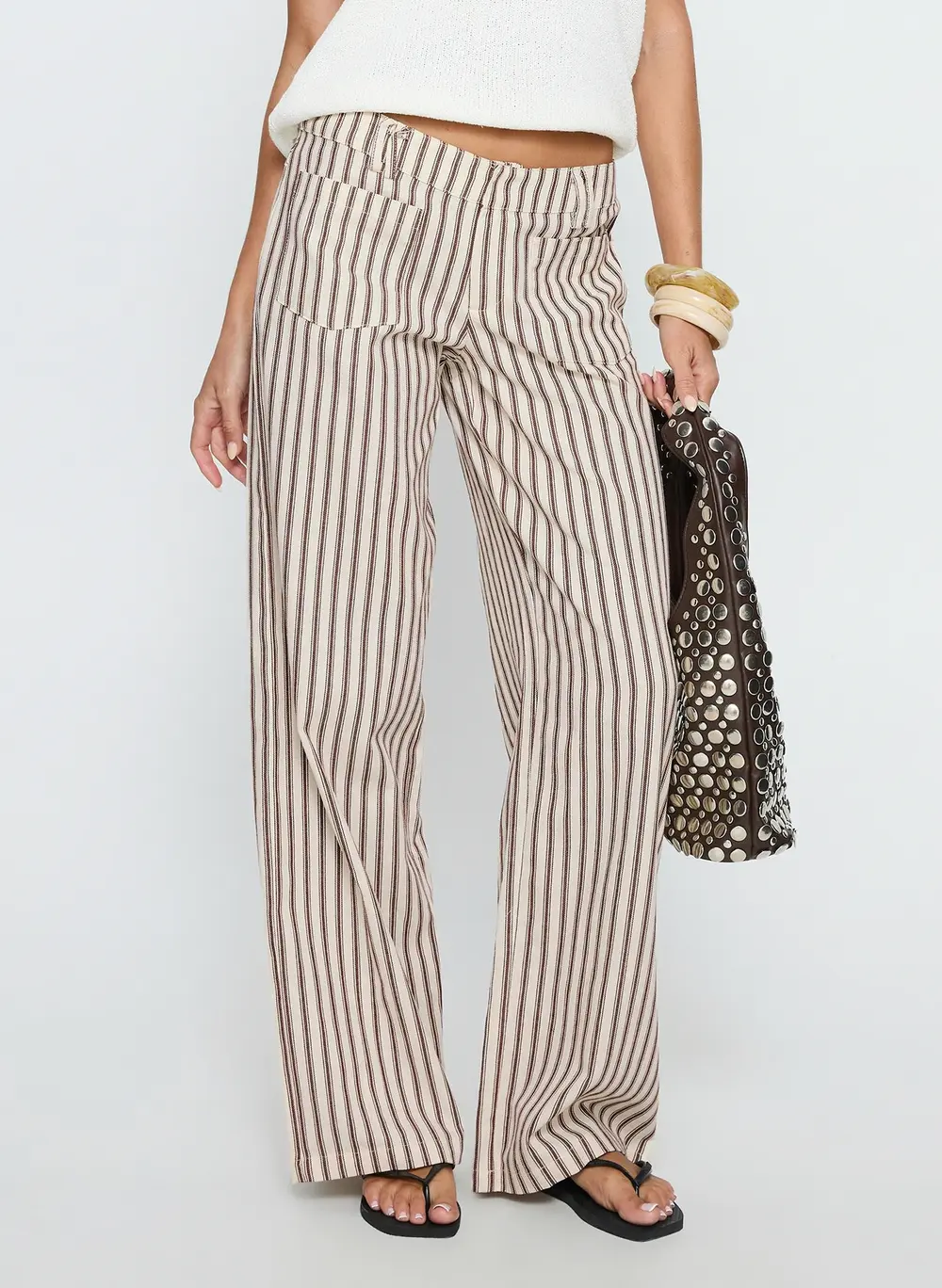 Vendi Low Rise Pant Brown Stripe