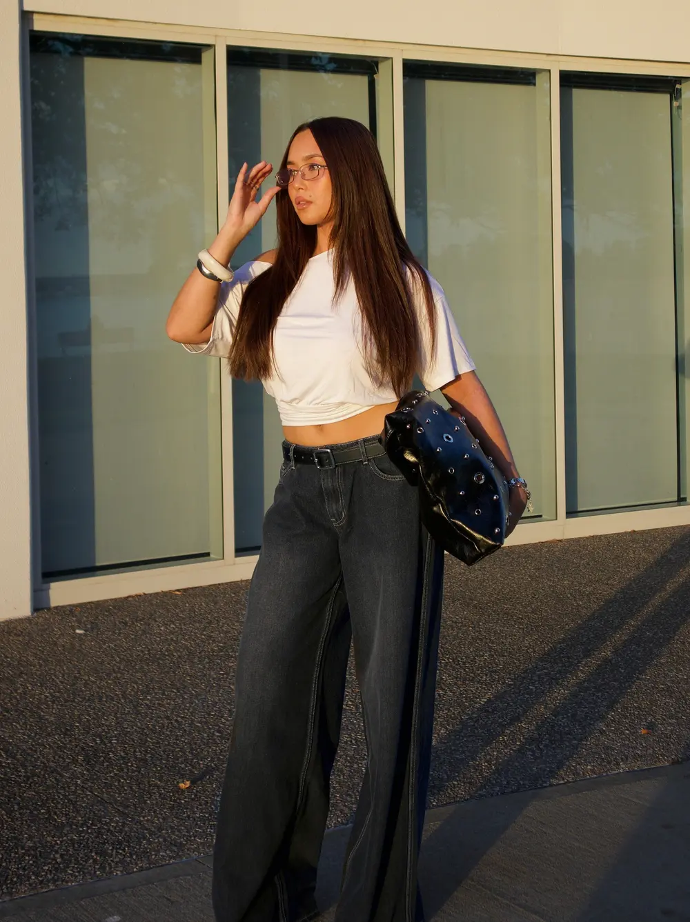 Ramos Low Rise Wide Leg Jeans Dark Grey Wash