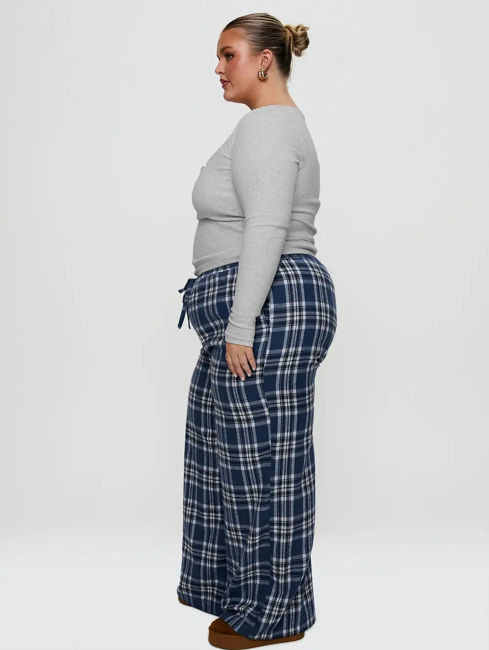 In The Morning Sleep Pant Blue Check Curve