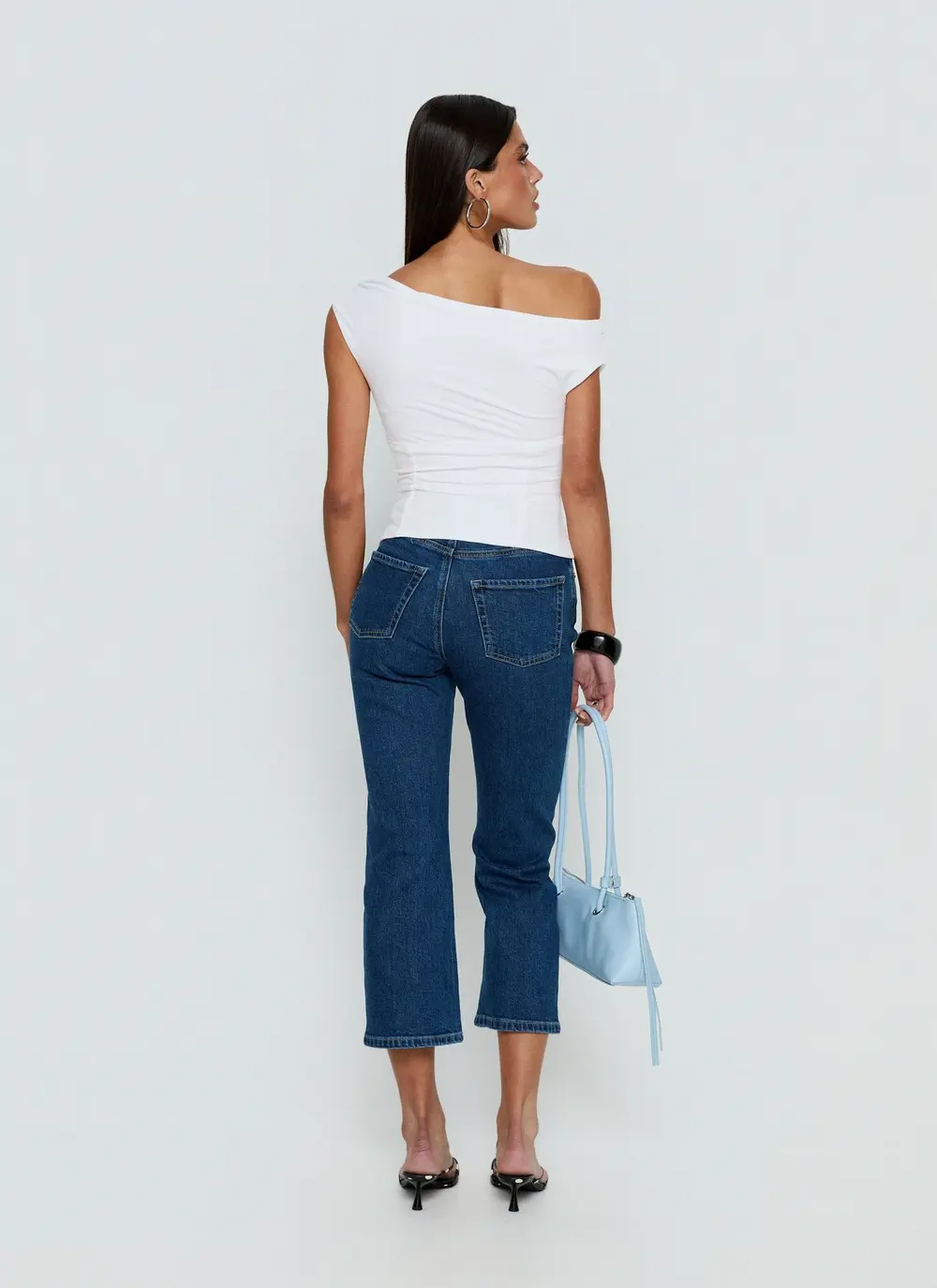 Cindee High Rise Cropped Jeans Mid Blue Wash