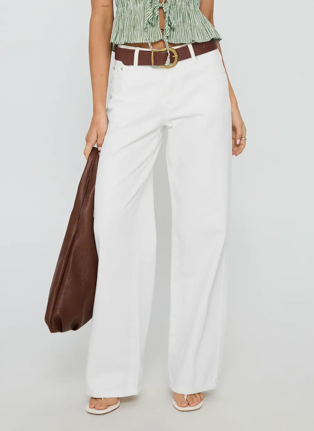 Serenitia Mid Rise Straight Leg Relaxed Jeans White Wash