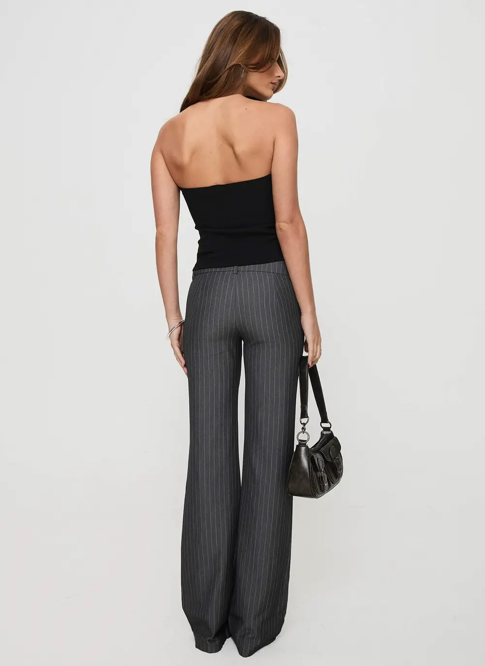 Kinkirk Flared Pants Grey Pinstripe